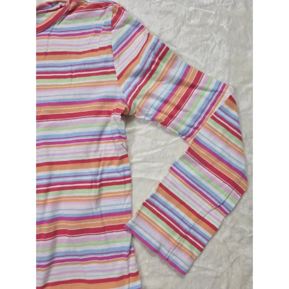 Vintage Y2K Old Navy Girls Rainbow Striped Long Sleeve Top Size S 6-7 Cotton